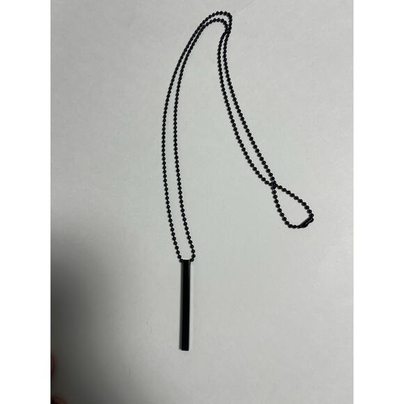 Necklace Men Or Women’s Ball Chain And‎ Black Bar 13” Chain Bar 2” - Picture 1 of 3